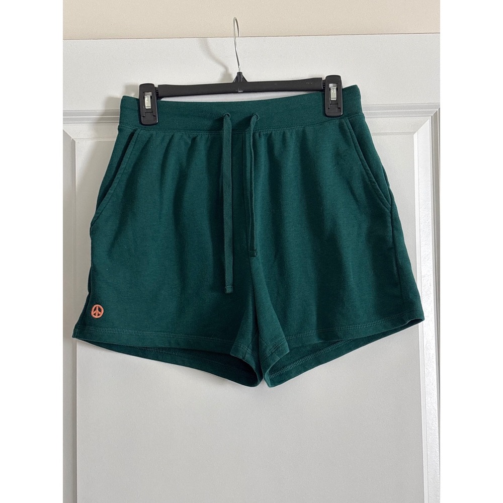 Old Navy Green High Waisted French Terry Sweat Shorts Drawstring Pockets Medium - Picture 2 of 5